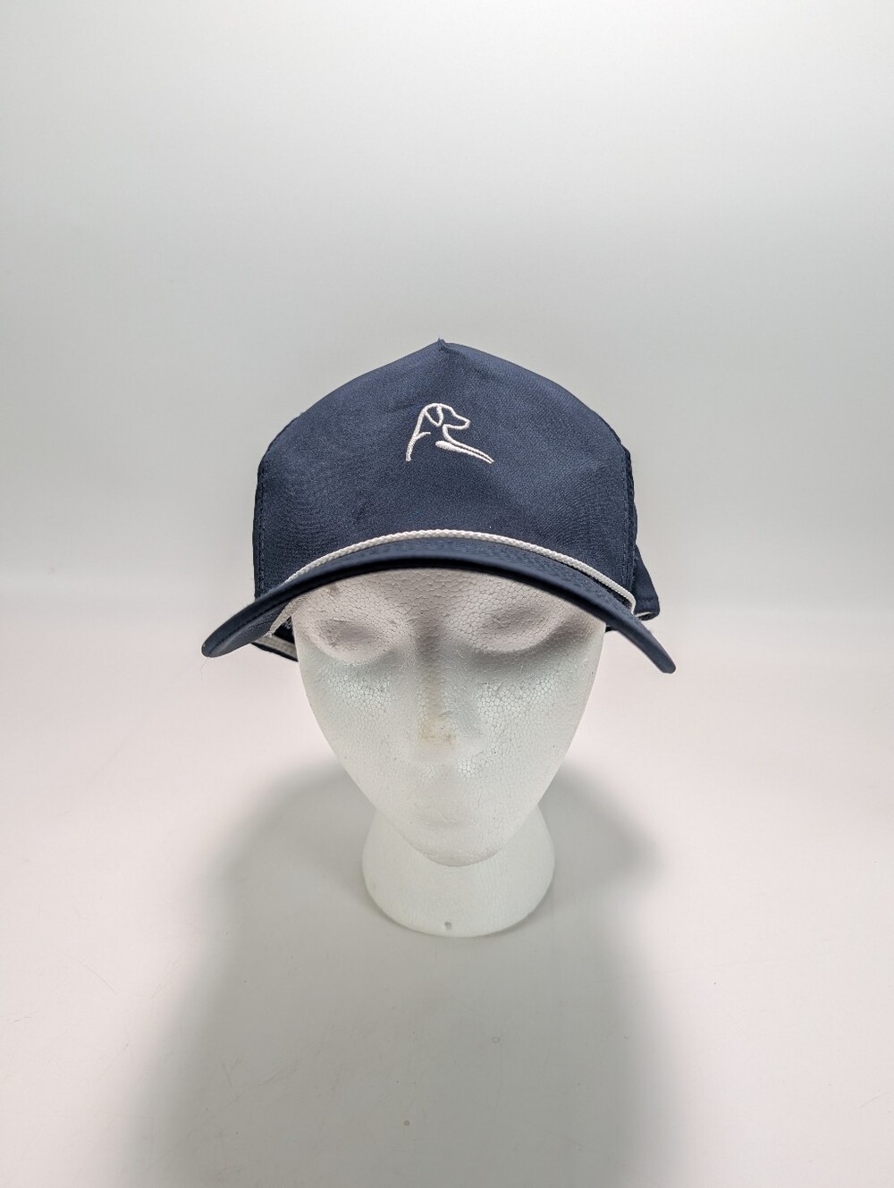 Rhoback Embroidered Retro Rope Design Performance Golf Snapback Hat - Navy